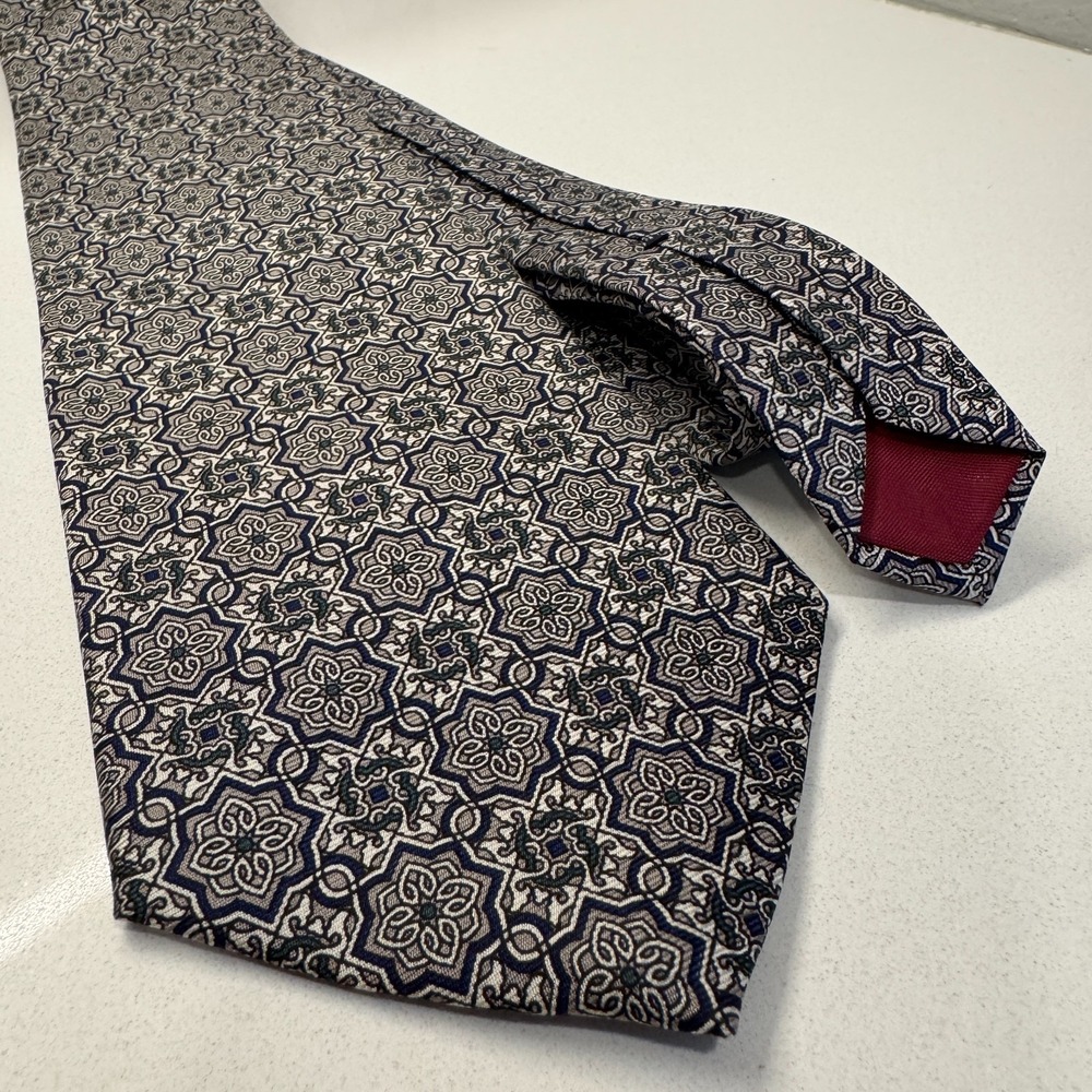 Vintage Bert Pulitzer Tie Brown Geometric Abstract Silk USA Necktie Old Money